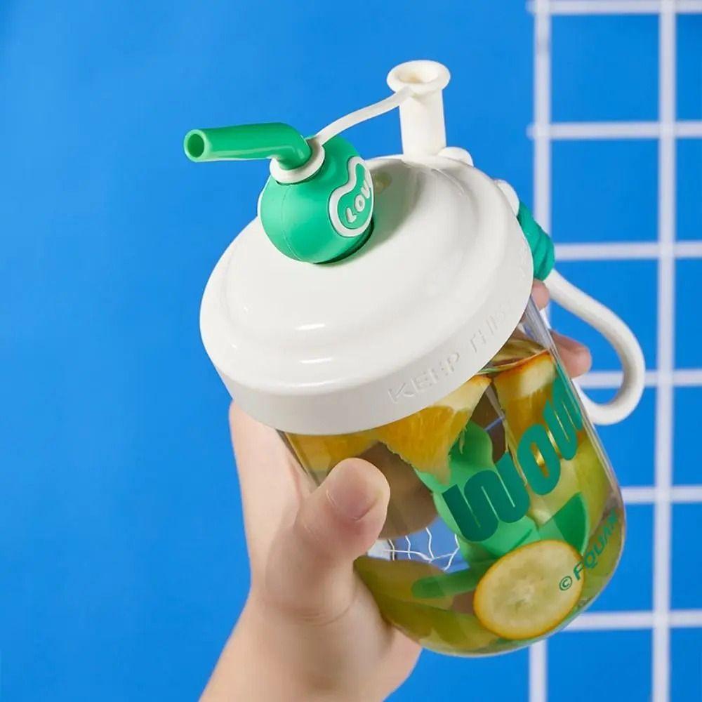 With Straw Stirring Cup High-capacity Drinking Cup Kawaii 580ML Water Bottles  Sports