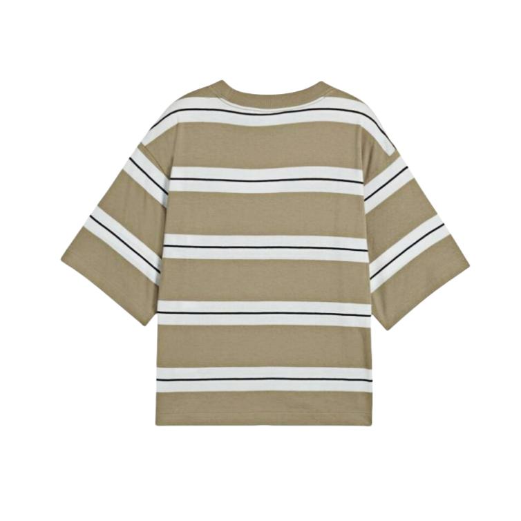 Puma Squad Shorts Sports Casual Striped Round Neck Regular T-Shirt Women Tops 692983-67