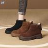 Thick-soled Short Winter New Fashionable Retro Velvet Warm Versatile Soft-soled Frosted Leather Women's