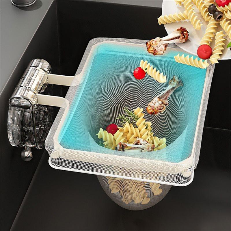 Sink Strainer Basket With 200 Mesh Filter Bags,Multi-Function Hanging Colander & Foldable Food Waste Catcher For Kitchen