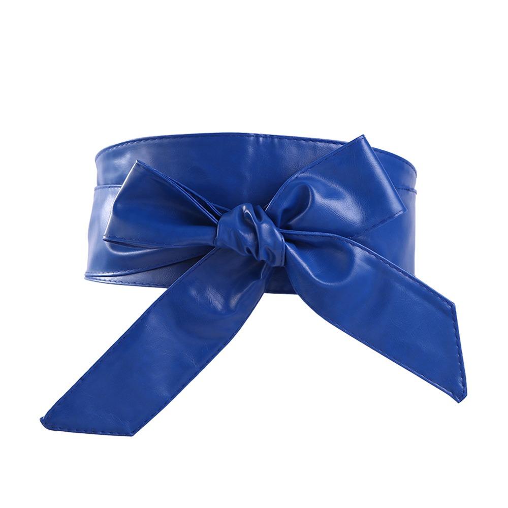 Solid Color Women's Waist Belt Long Ribbon Fashionable Leather Wide Waistband Elegant Bowknot Beautiful Design Decorative Girdle