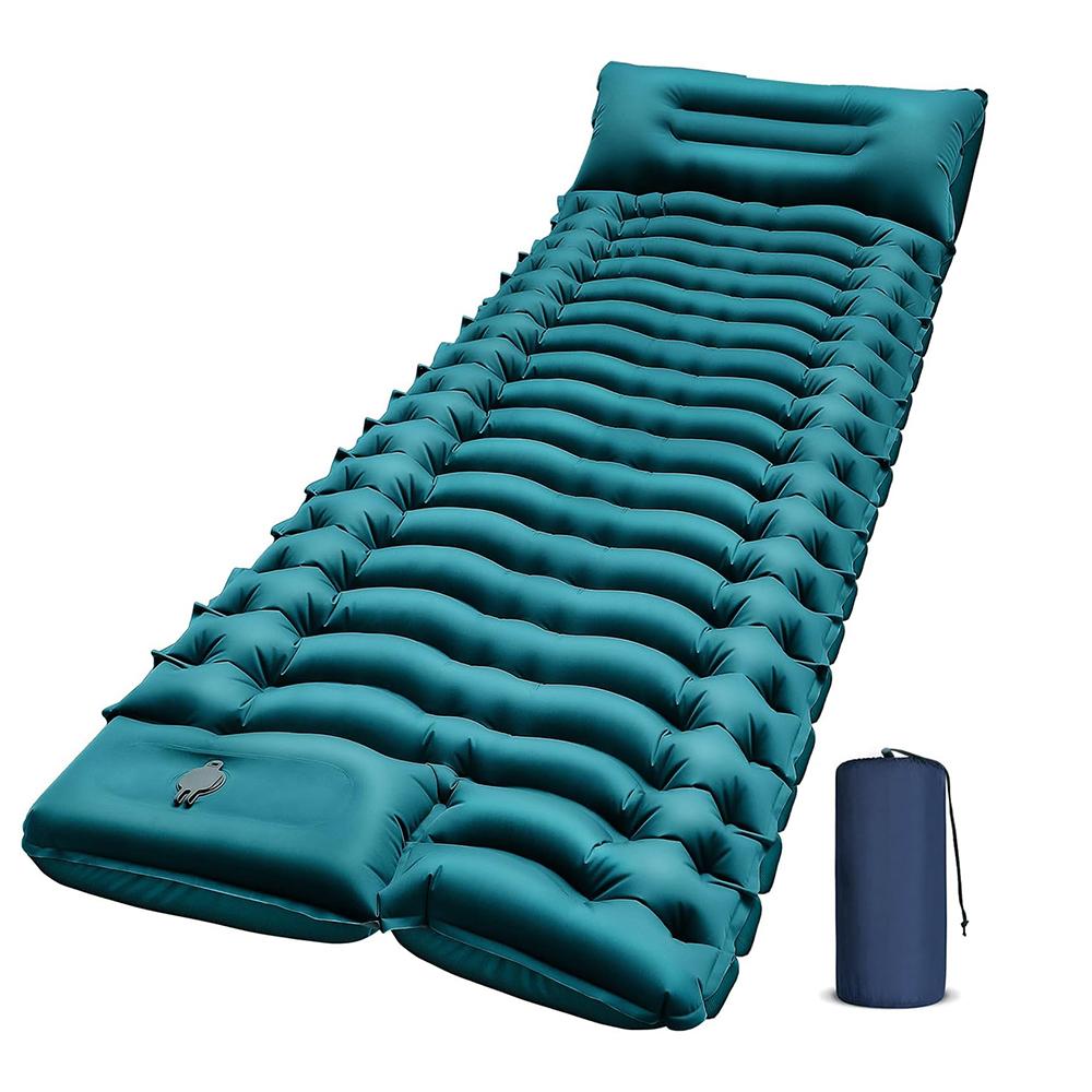 Camping Sleeping Pad Ultralight Camping Mat with Pillow Built-in Foot Pump Inflatable Sleeping Pads Compact for Camping Hiking