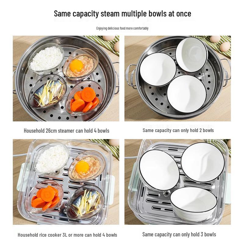 Universal Steamed Egg and Vegetable Bowl - Double Boiler for Egg Custard and Baby Food