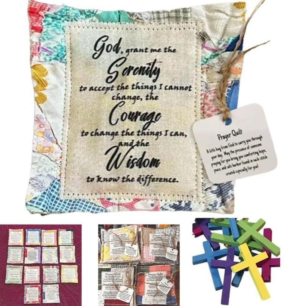 Individually Colorful Quilts Prayer Quilt with Cross Inside Prayer Gifts Handmade Sew Quilt Individually Colorful Pocket