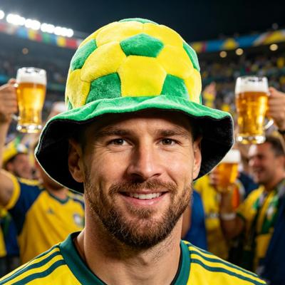 Adults Hat Soft Plush Comfortable Universal Fit Football Cap Yellow Green Football Shape Party Carnival Cheering Tool Fan Accessory