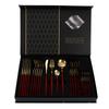 24Pcs Home Kitchen Tableware Stainless Steel Cutlery Set Dinnerware Forks Spoons Gold Plated Gift Box Set High Quality Polished Flatware Dinner Set