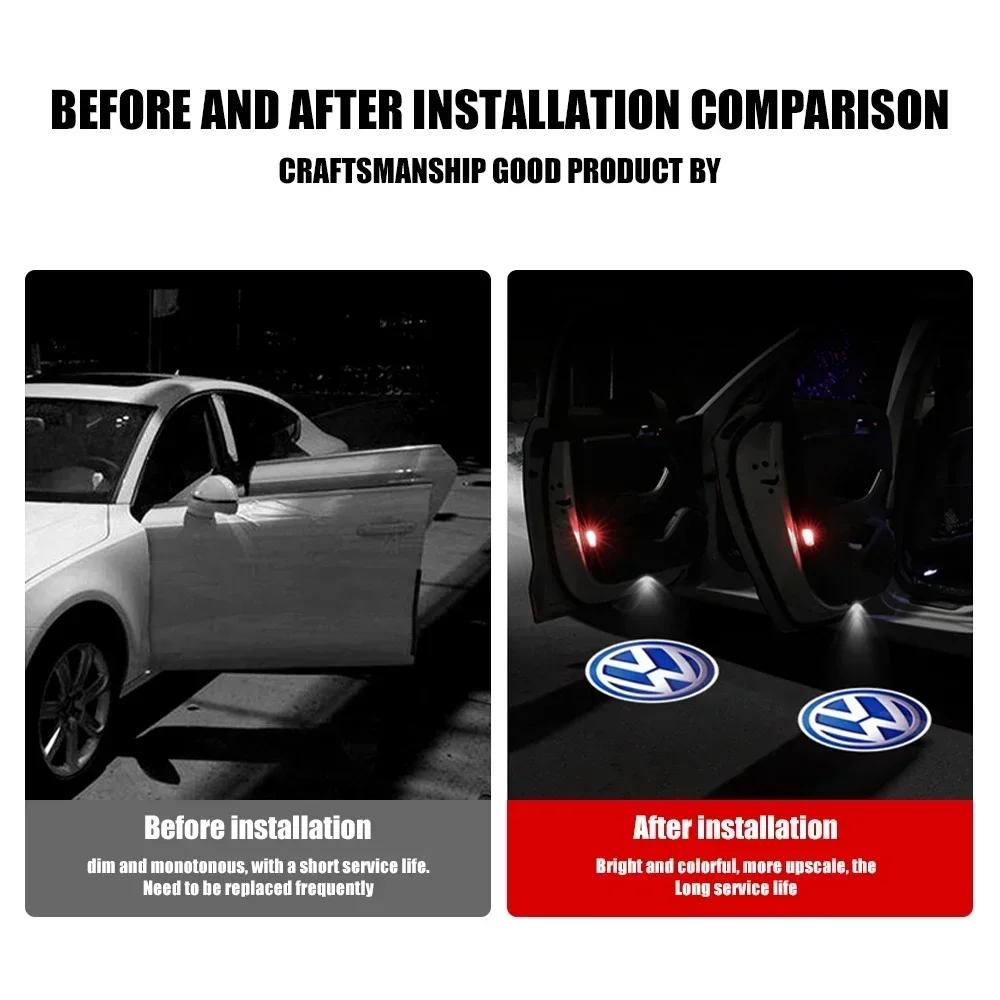 For VW Volkswagen Golf Sagitar Phideon Touareg Passat B8 Tiguan Car Welcome Light Door Side Projector Induction Lamp Accessories