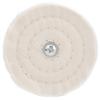 Weißes Poliertuchrad Flachtyp Baumwolle Spiegeloberflächenschleifwerkzeuge mit Griff 100 mm