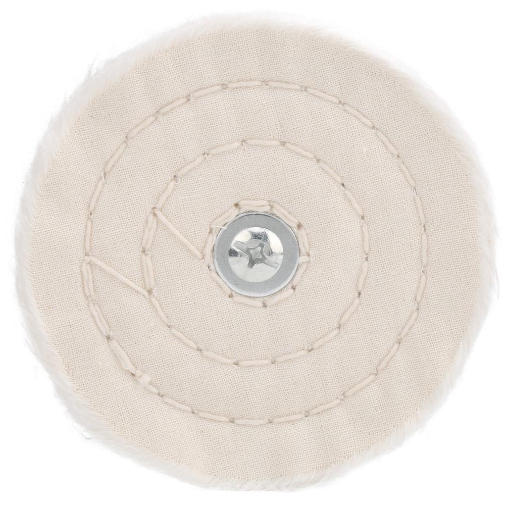 Weißes Poliertuchrad Flachtyp Baumwolle Spiegeloberflächenschleifwerkzeuge mit Griff 100 mm