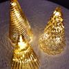 Illuminated Glass Christmas Tree Prelit Christmas Tree Figurine with LED Light Collection Crackled Glass