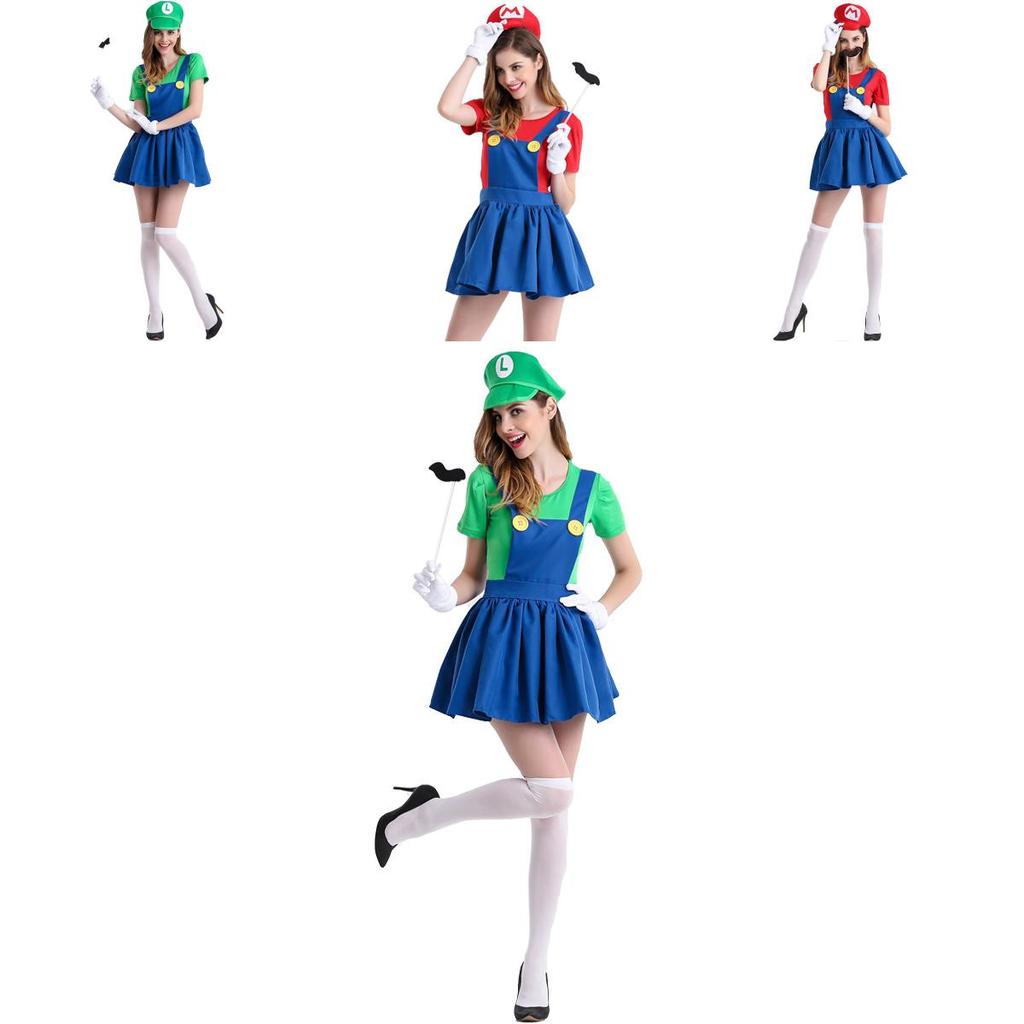 Women's Super Mario Bros Luigi Costume With Breathable Spandex And Exquisite Workmanship