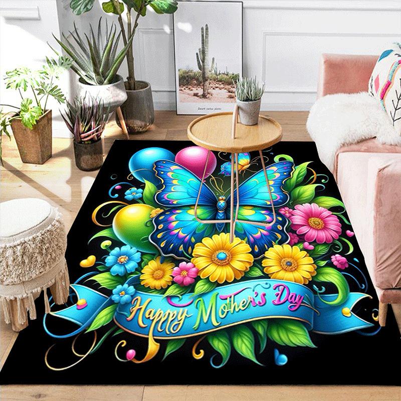 1pc Happy Mother's Day Print, Design Indoor Area Rug, Soft, Anti-Slip, and Durable Gaming Room Decor for Bedroom, Living Room, and Exercise
