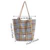 Japanese Style Plaid Canvas Tote Bag Leisure Lattice Handbag Double Sided Shoulder Bag  Student