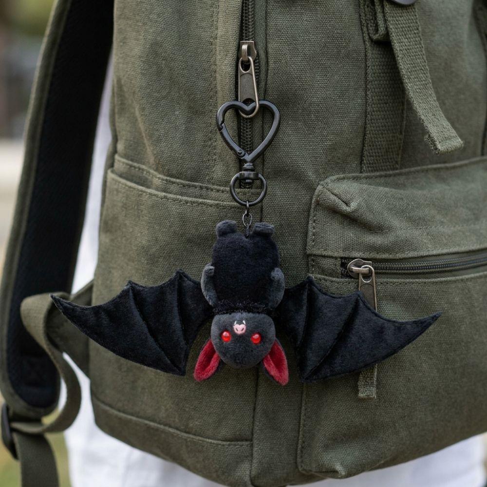 Transformable Plush Bat Keychain Novelty Cute Bat Keyring Bat Keychain with Wings Halloween Gift