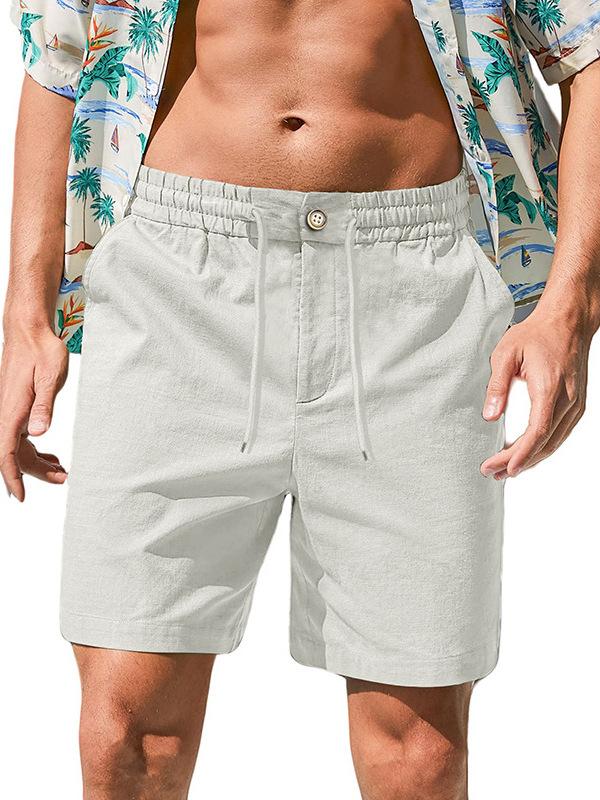 Men s Linen Blend Drawstring Casual Shorts S