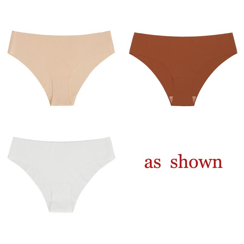 TERMEZY 3Pcs/Lot Sexy No Trace Panties for Women Ice Silk Low Waist Underwear Sports Lingerie G-string Briefs Female Intimates