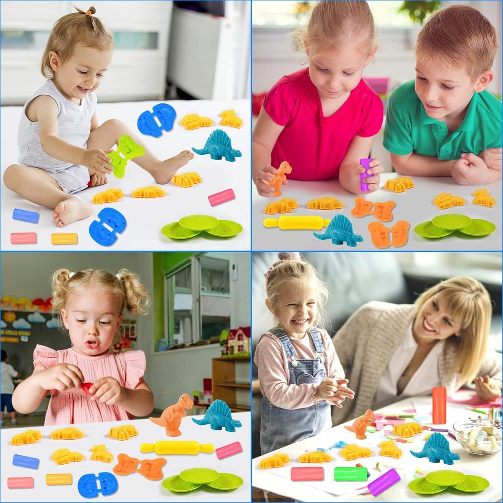 32-teiliges Kinder-Knetspielzeug-Set für 4-6-Jährige Dinosaurier- und Tierformwerkzeuge Kreatives Knetzubehör Kindergeschenk