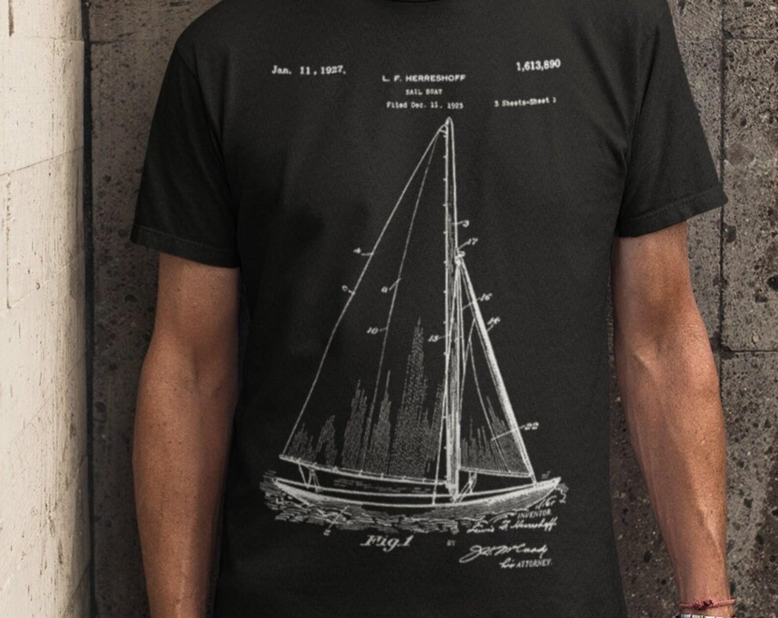Vintage Sailboat Patent T-Shirt: 1881 Sailing Tee XL