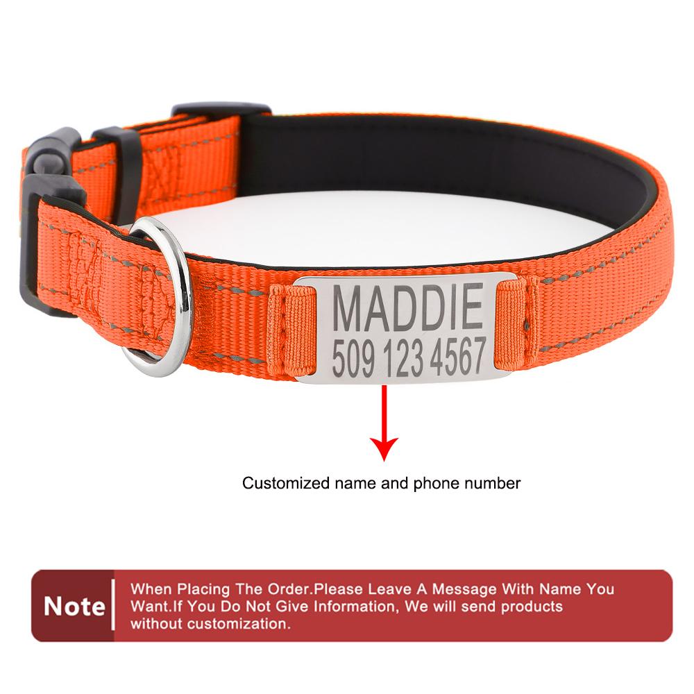 

Personalized Dog Collars - Custom Engraved ID Tags with Reflective Material For Small Medium or Large Size Dogs with Name Plate XS（old）