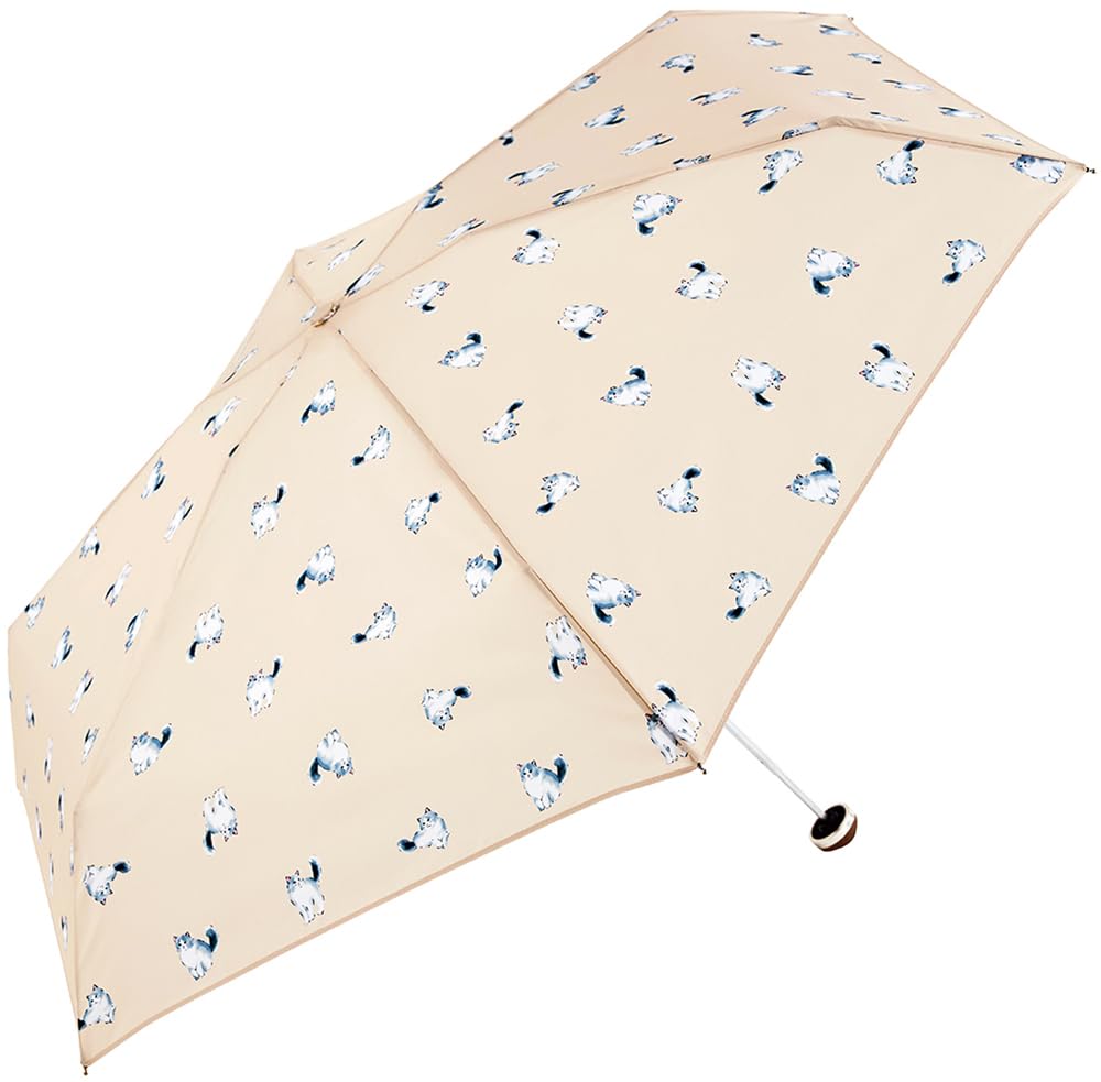 Because Folding Umbrella with Tote UV Bag, 50cm, Protection, Cats, Beige, B-013327