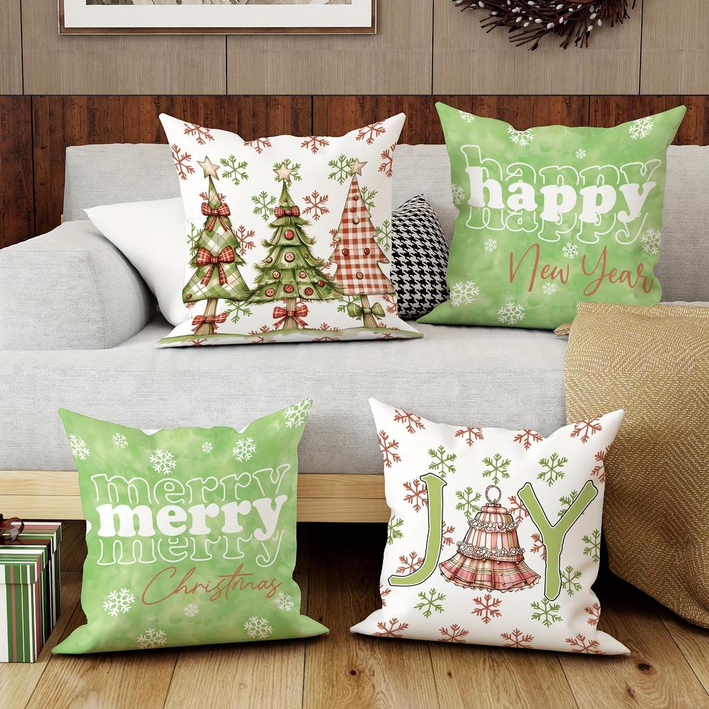 Christmas Day party decoration pillowcase Merry Christmas Christmas Tree Green pattern suitable for home room sofa cushion cover