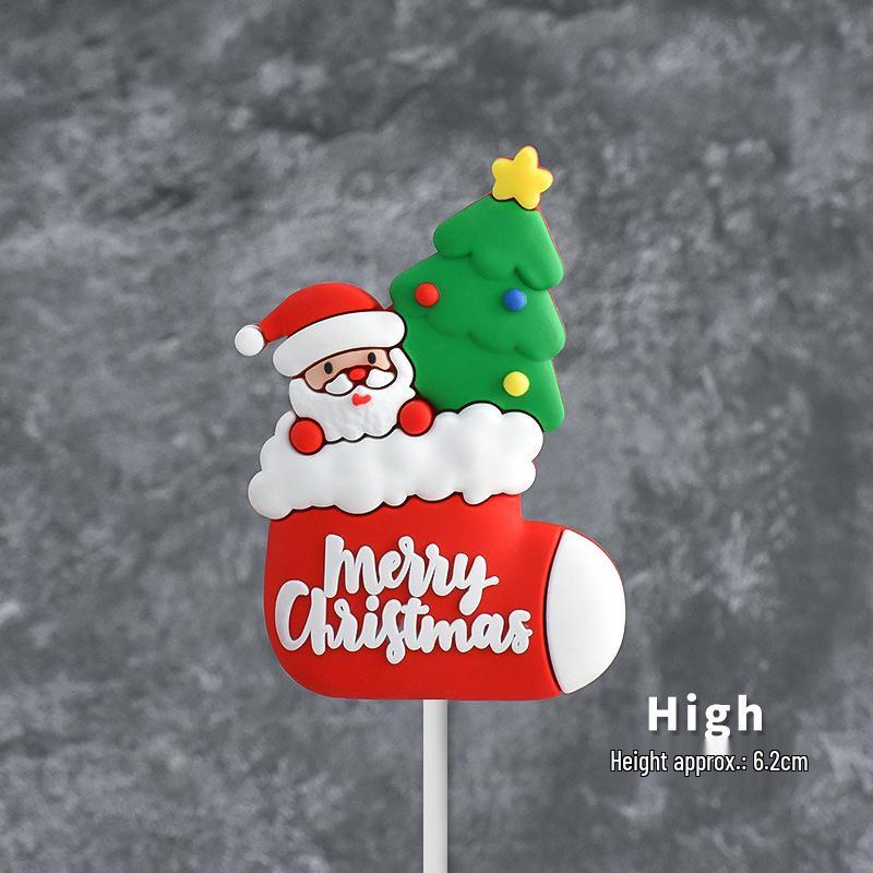 Popular Soft Glue Christmas Cake Ornaments: Santa Claus & Snowman Inserts for Holiday Party Desserts