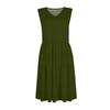 Women's Casual Fashion Sexy V-neck Button Decoration Sleeveless Solid Color Waist Dress