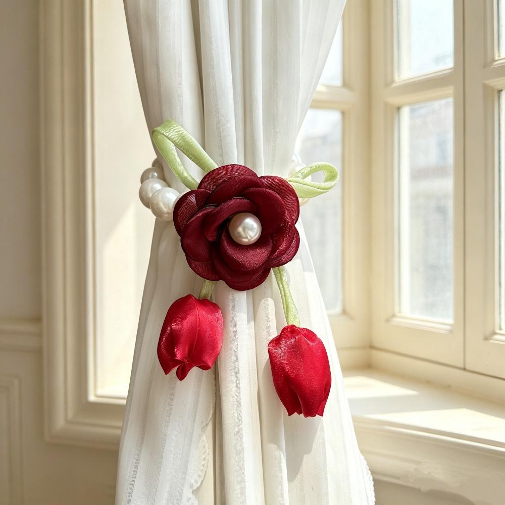 Beautifully Flowers Curtain Straps Magnetic Sheer Curtains Tiebacks Pearl Curtain Buckle  Bedroom