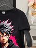 Tween Boys' Summer Anime Character Printed Round Neck T-Shirt