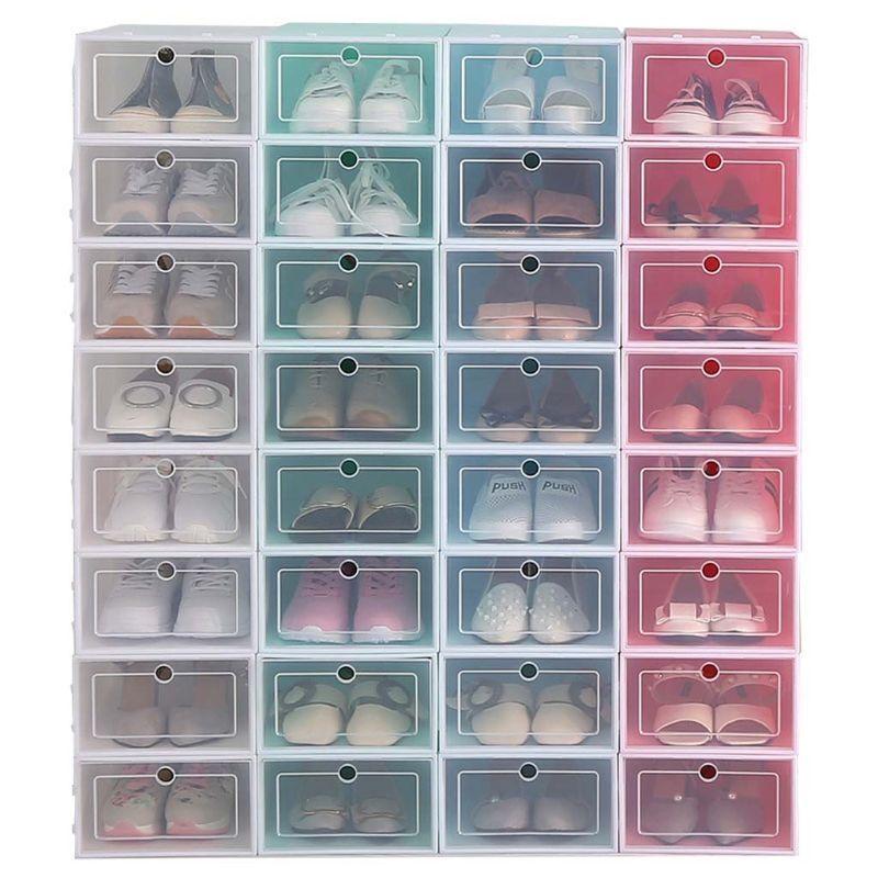 6Pcs Plastic Shoe Box Stackable Foldable Shoe Drawer Storage for Case top sale