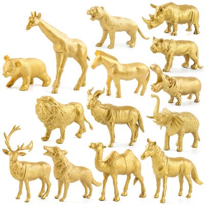 Simulation Waldwildtiere Giraffe Löwe Elefant Verschiedene Gold Edition Tierkostüm Modell Spielzeug