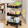 Multi-Layer Movable Storage Rack for Bathroom, Kitchen, or Bedroom