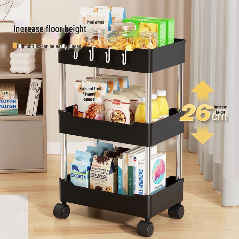 Multi-Layer Movable Storage Rack for Bathroom, Kitchen, or Bedroom