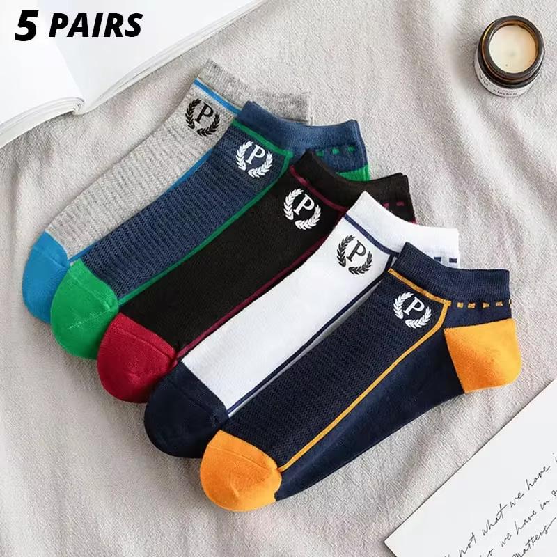 10 Pair High Quality Men Ankle Socks Breathable Cotton Sports Socks Mesh Casual Athletic Summer Thin Cut Short Sokken Size 38-48