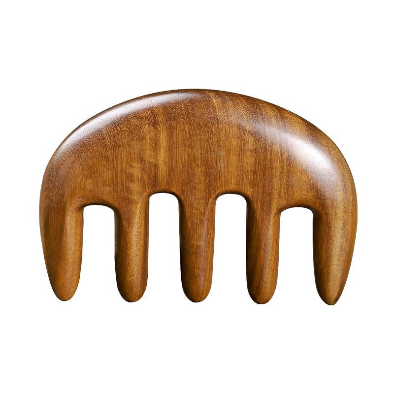 Gold Thread Green Sandalwood Meridian Comb - Five Teeth for Scalp & Neck Massage
