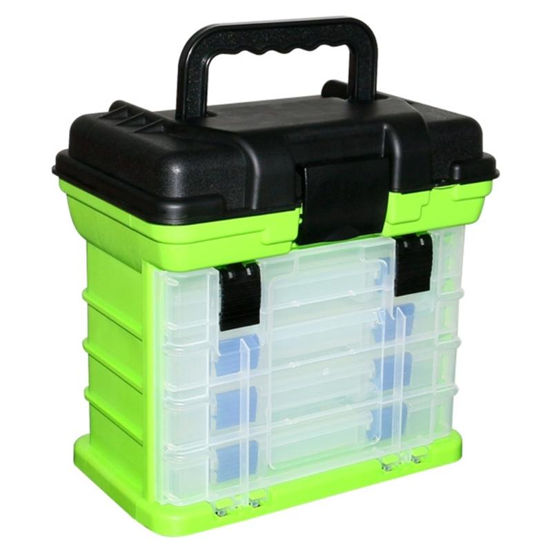 Tackle Tool Organizers Case for Fishing Accessory, Fishing Tackle Storage Box with Handle, 4 Layer Fishing Tackle Box