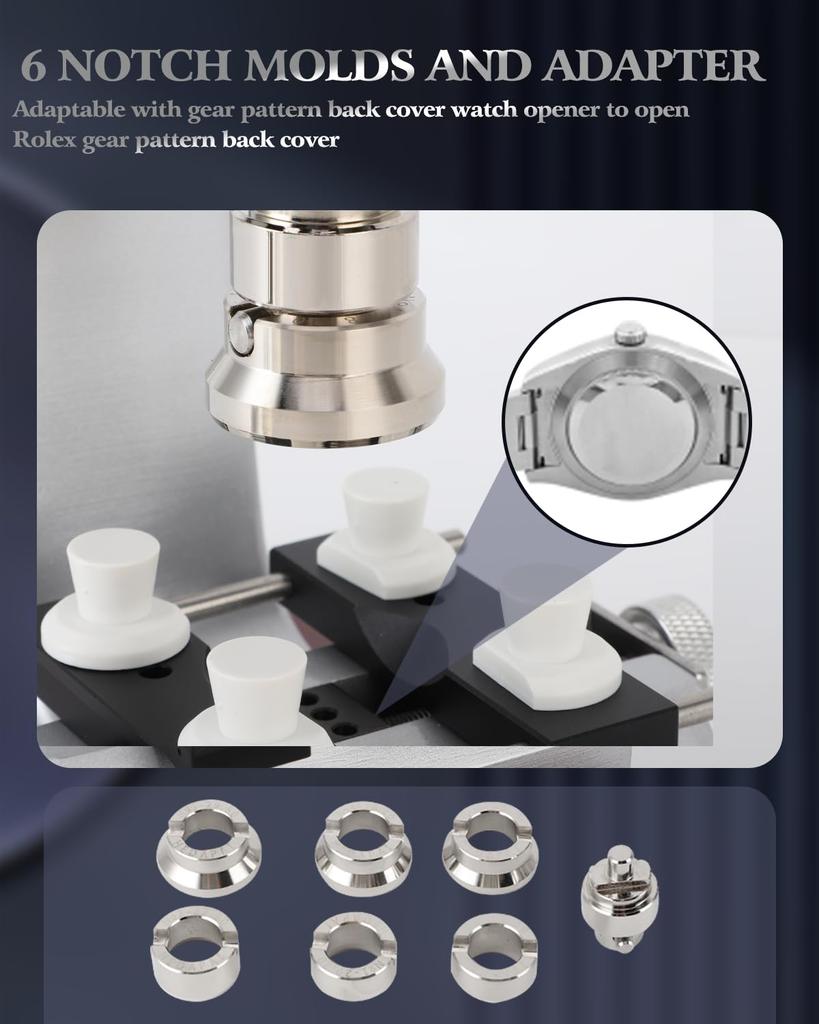 Watch Back Opener, Watch Case Opener, 5700 Bench Watch Back Opener with 6 Die Accessories for Watchmaker Repair, Watchmaking and Opening