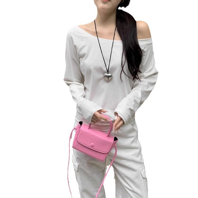 One-word shoulder long-sleeved T-shirt for women's new autumn sexy off-the-shoulder loose and pure slanted shoulder student top for women
