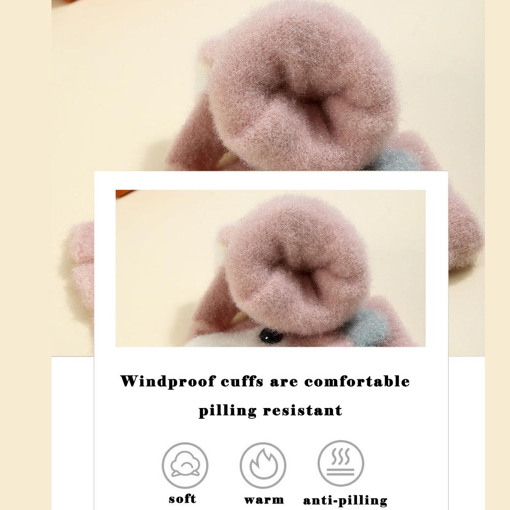 Winter Warm Children's Knitted Gloves Plush Thickened Cold Proof Students Write Outdoor Half Finger Flip Open Convenient Gloves