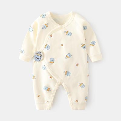 Newborn Cotton Velcro Onesie: Bone-Free Harem Romper for Autumn/Winter