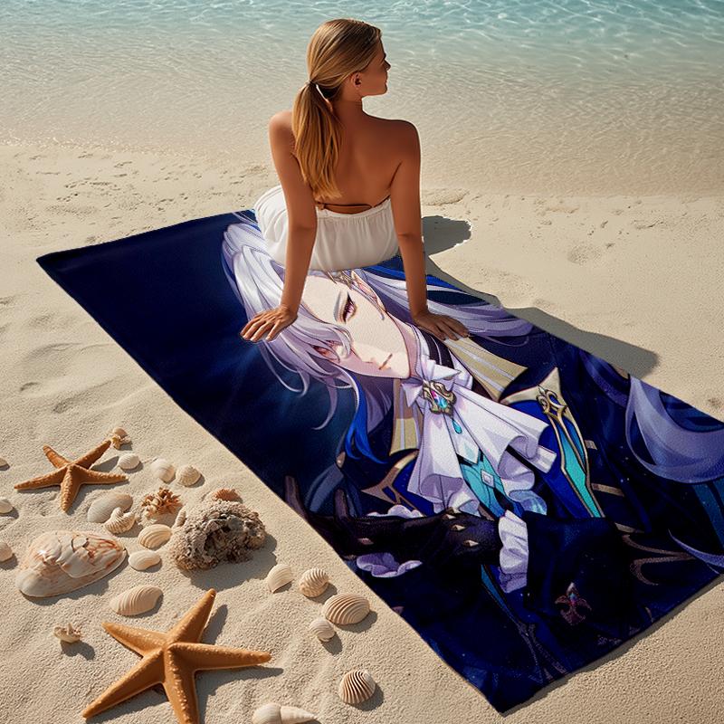 Proof Beach Towel with a Genshin Impact Navelette Pattern - Soft,absorbent,quick-drying,machine Washable - Perfect for Swimming,camping,bathing