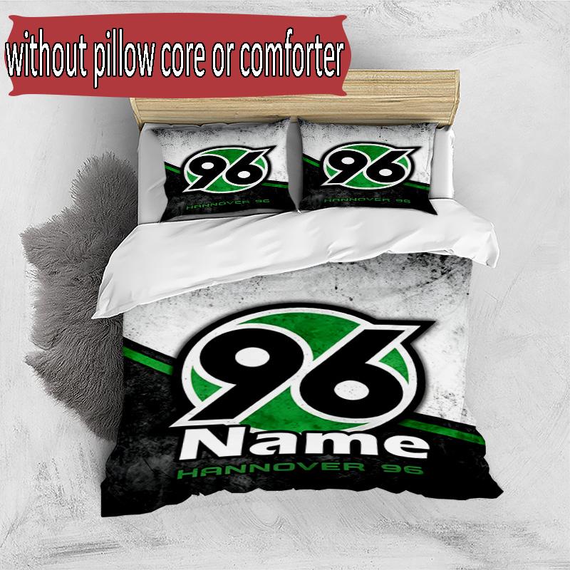 3pcs Duvet Cover Set (1*Duvet Cover + 2*Pillowcase, Without Core), Custom Name Hannover 96 Football Pattern Bedding Set, Home Bedroom Decor Gift