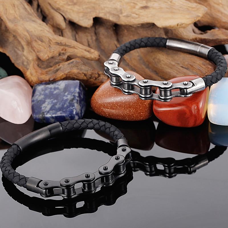 Vintage 6MM Brushed Stainless Steel Bike Motorcycle Chain Bracelet for Men Men's Leather Bracelets Rock And Roll Male Jewelry