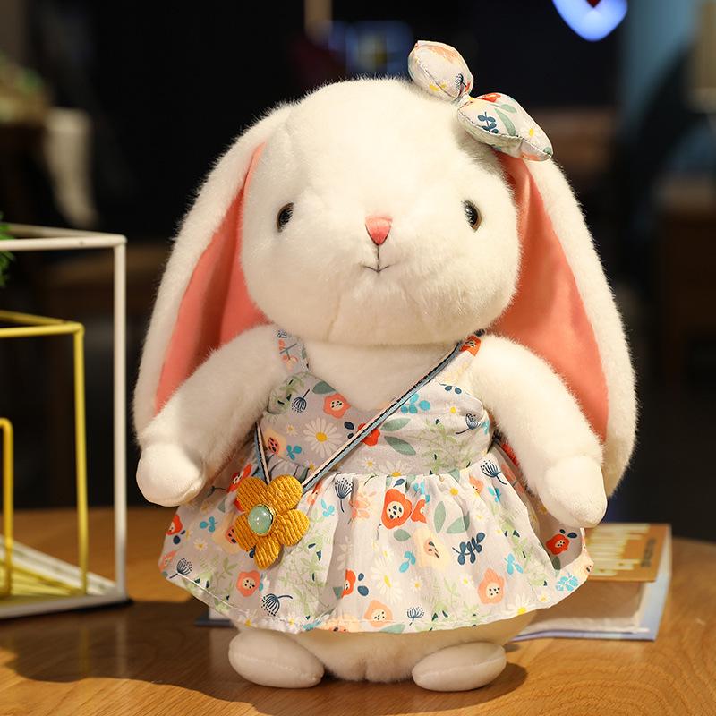 

Pastoral Little Rabbit Plush Doll in Dress - Cute Rabbit Gift for Girls Birthdays 25cm