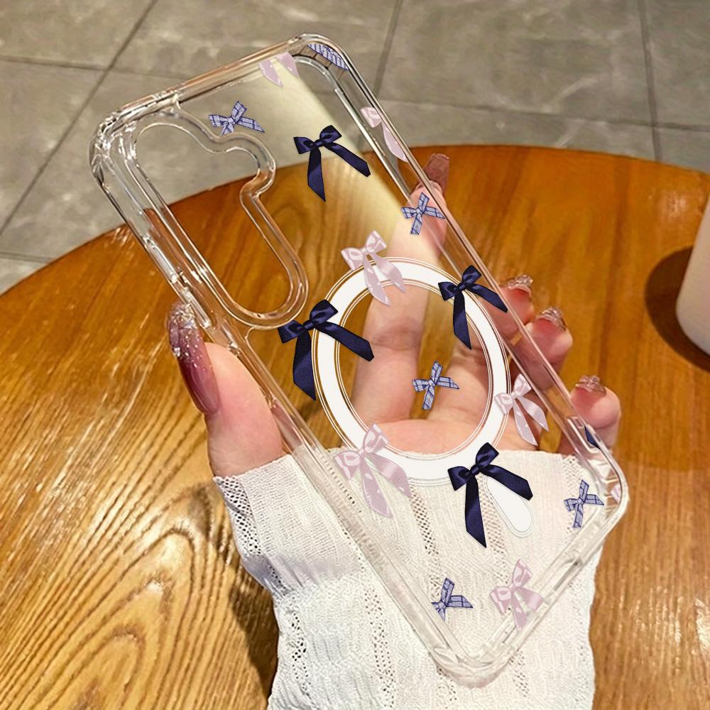 INS Bowknot Phone Case For Samsung Galaxy S26 Ultra S25 S24 A16 A57 A37 A56 5g A17 A07 A06 A15 A55 A54 A35 A26 Magnetic Cover