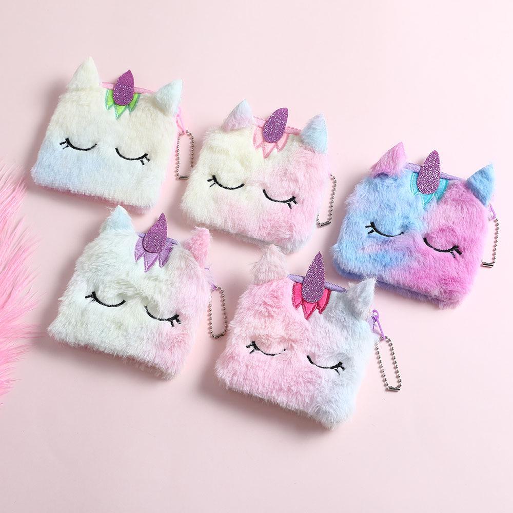 Unicorn Plush Zero Wallet Square Cartoon Children's Toy Small Wallet Girl Change Coin Bag
