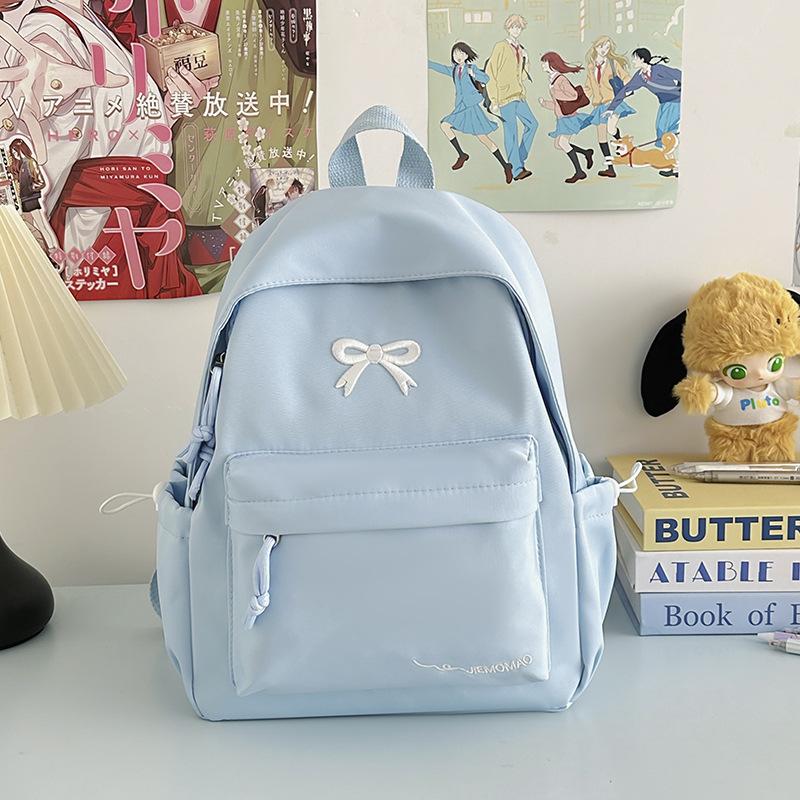 Schoolbag Wholesale High Value Bow Lightweight Small Backpack Japanese Ins Simple High School Student Schoolbag Versatile Backpack