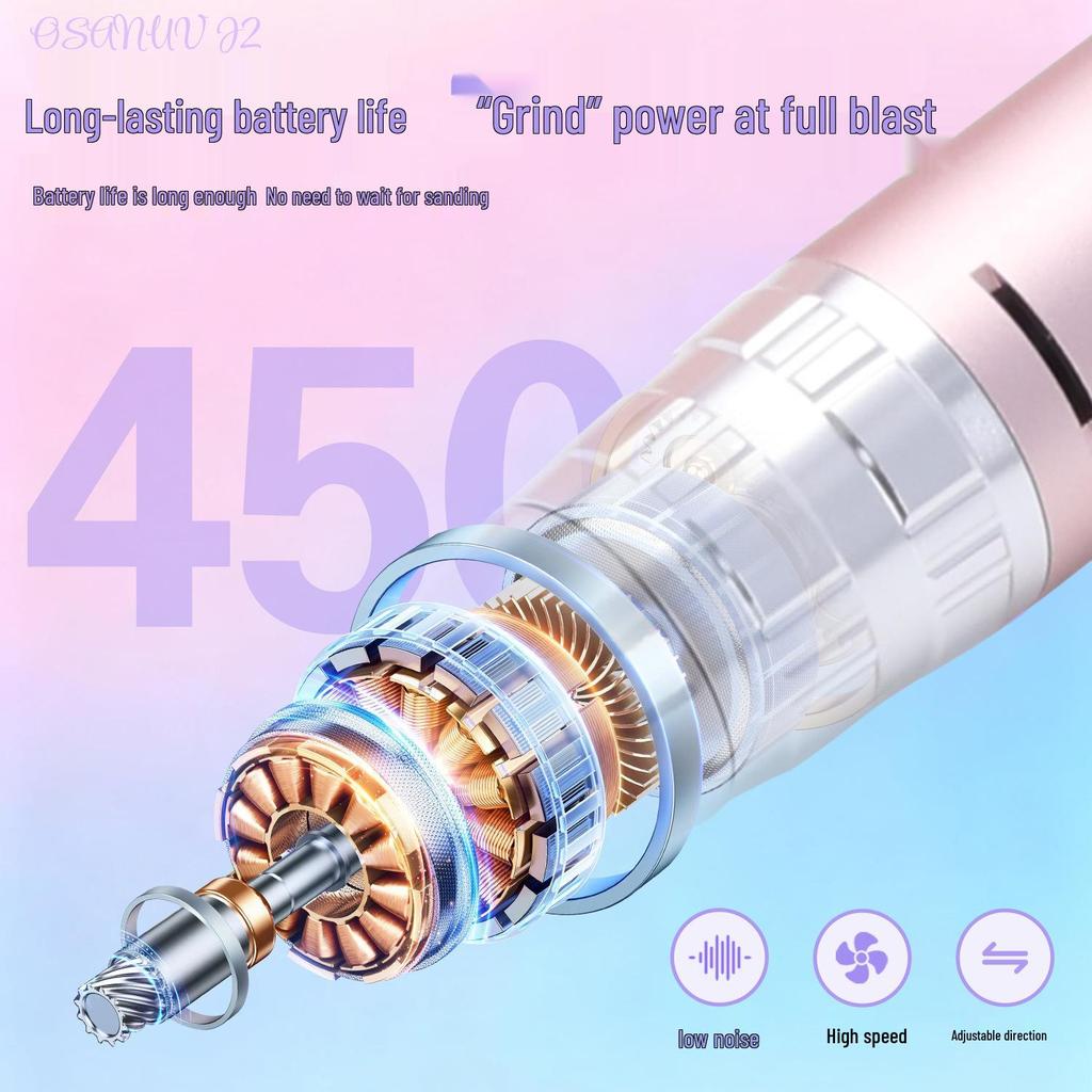 Portable Rechargeable Nail Art Machine 45000 RPM - Smart Silent Grinding & Shaping Tool for Nail Salons