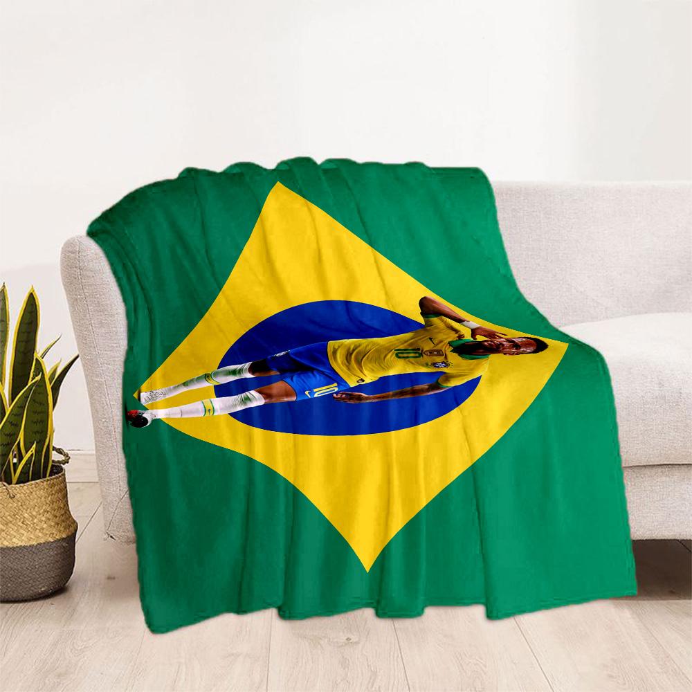 Brazilian Football Legend Blanket Soft & Cozy Perfect for Livingroom Chair Sofa Four Seasons Multipurpose Modern