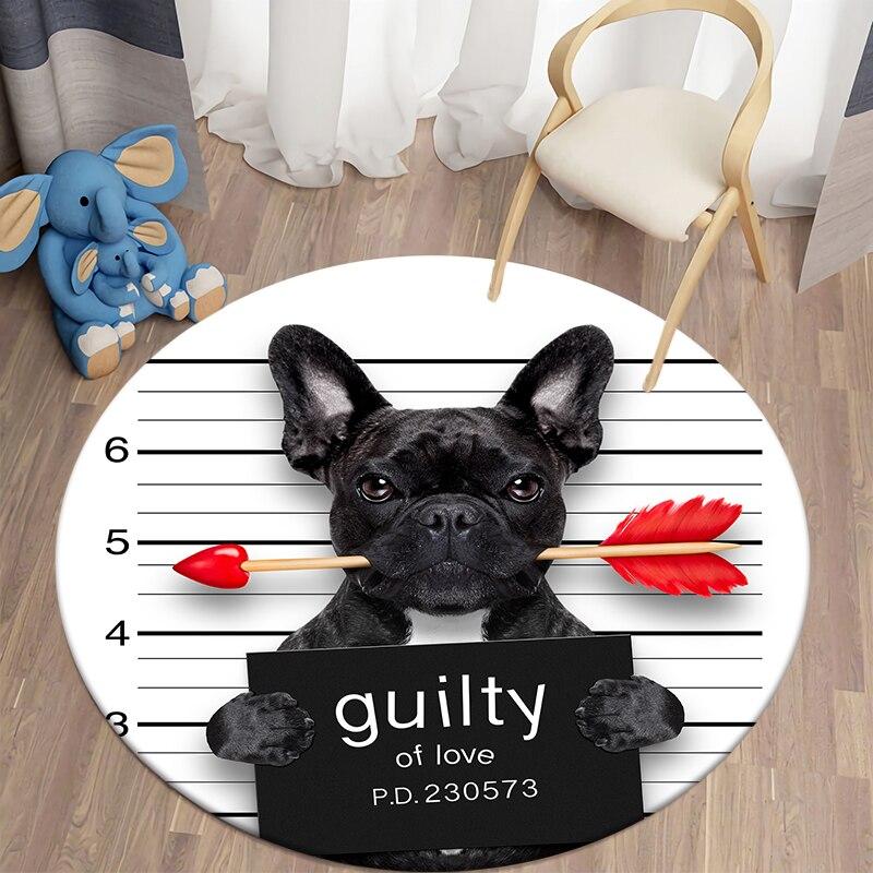 Black Cat Kawaii HD Printed Round Carpet for Living Room Rugs Camping Picnic Mats Flannel Anti-Slip Rug Yoga Mat Stranger Things